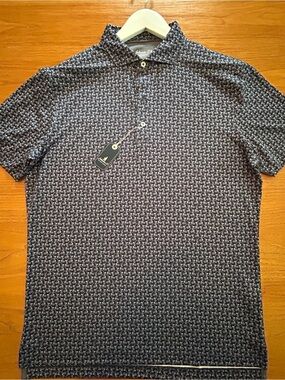 johnnie-O Navy Patterned Short-Sleeve Polo